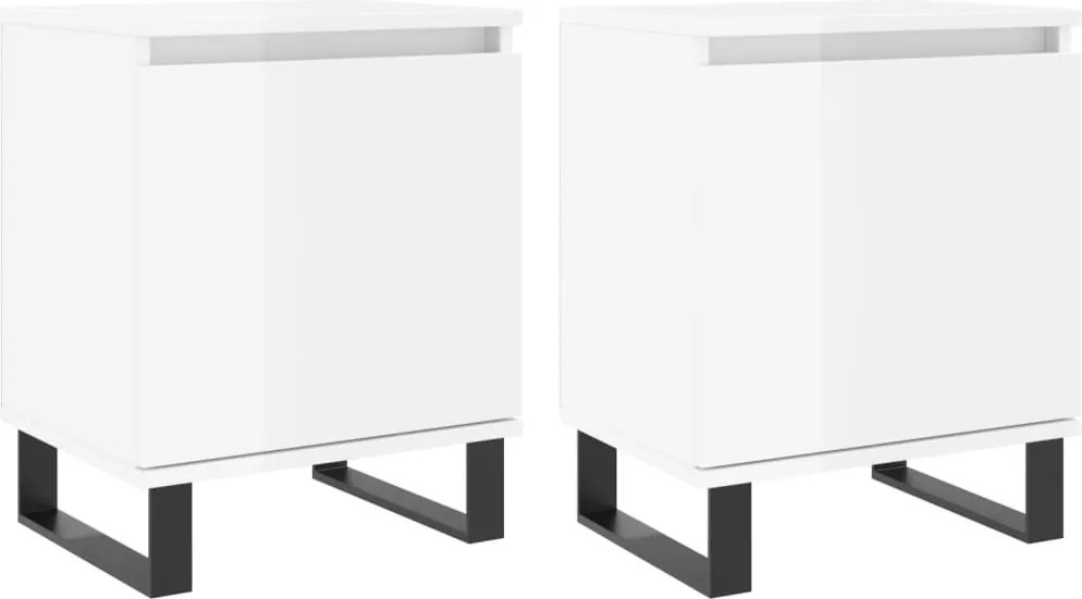 vidaXL Noptiere, 2 buc., alb extralucios, 40x30x50 cm, lemn compozit