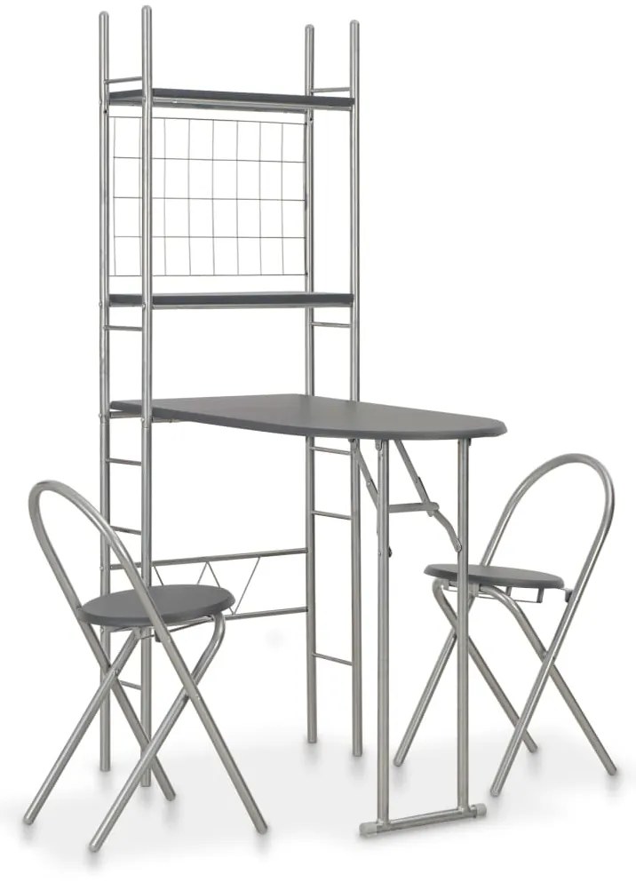 vidaXL Set mobilier bucătărie cu depozitare 3 piese negru, MDF și oțel