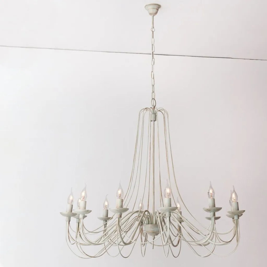 Candelabru design rustic cu 12 brate Vela, ivory