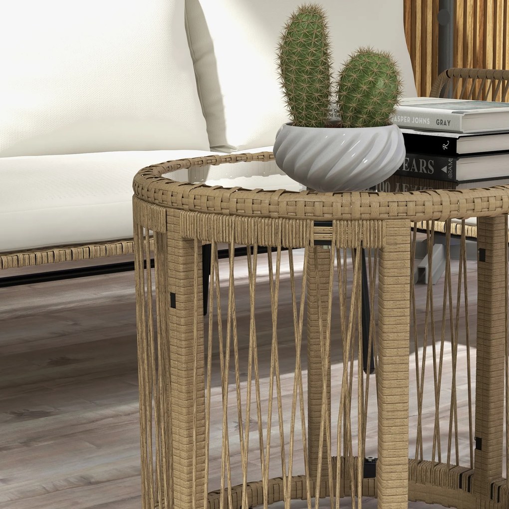 Outsunny Set de șezut pentru grădină, set mobilier lounge, PE-Rattan, 122 x 79 x 75 cm, natural + crem | Aosom Romania