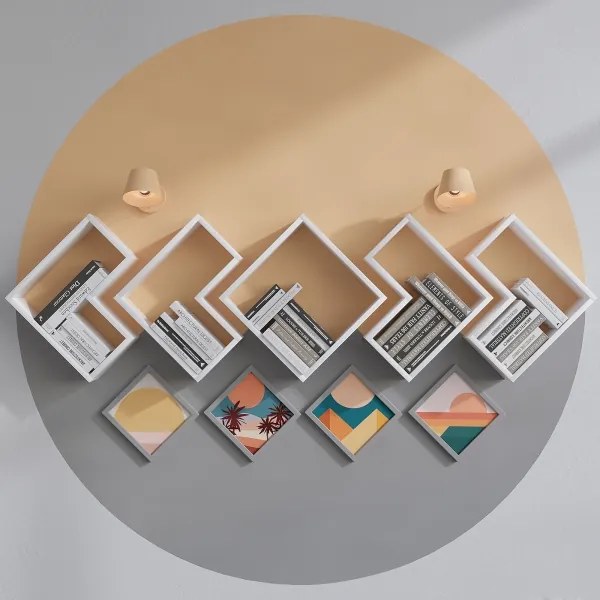 SET 5x etajeră de perete ELITRA albă