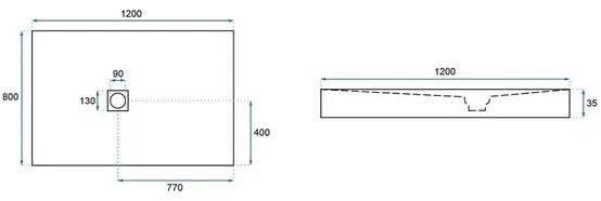 Cadita dus dreptunghiulara Rea Rock 80x120 negru