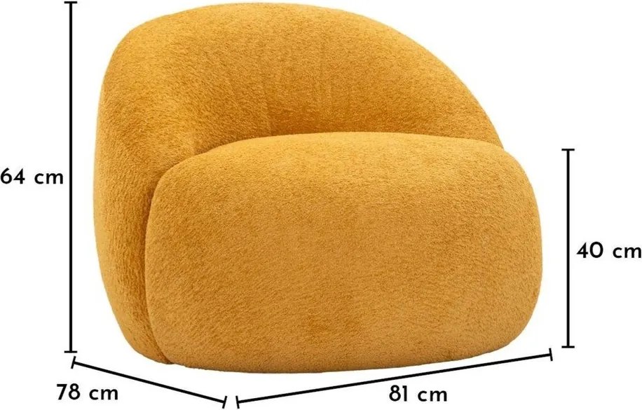 Fotoliu galben muștar cu tapițerie din țesătură bouclé Ginerva – Mauro Ferretti