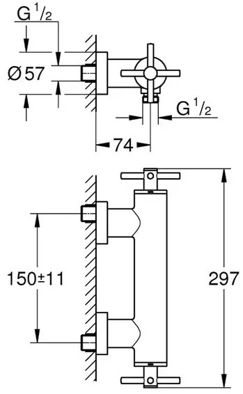 Baterie dus Grohe Atrio dubla comanda crom