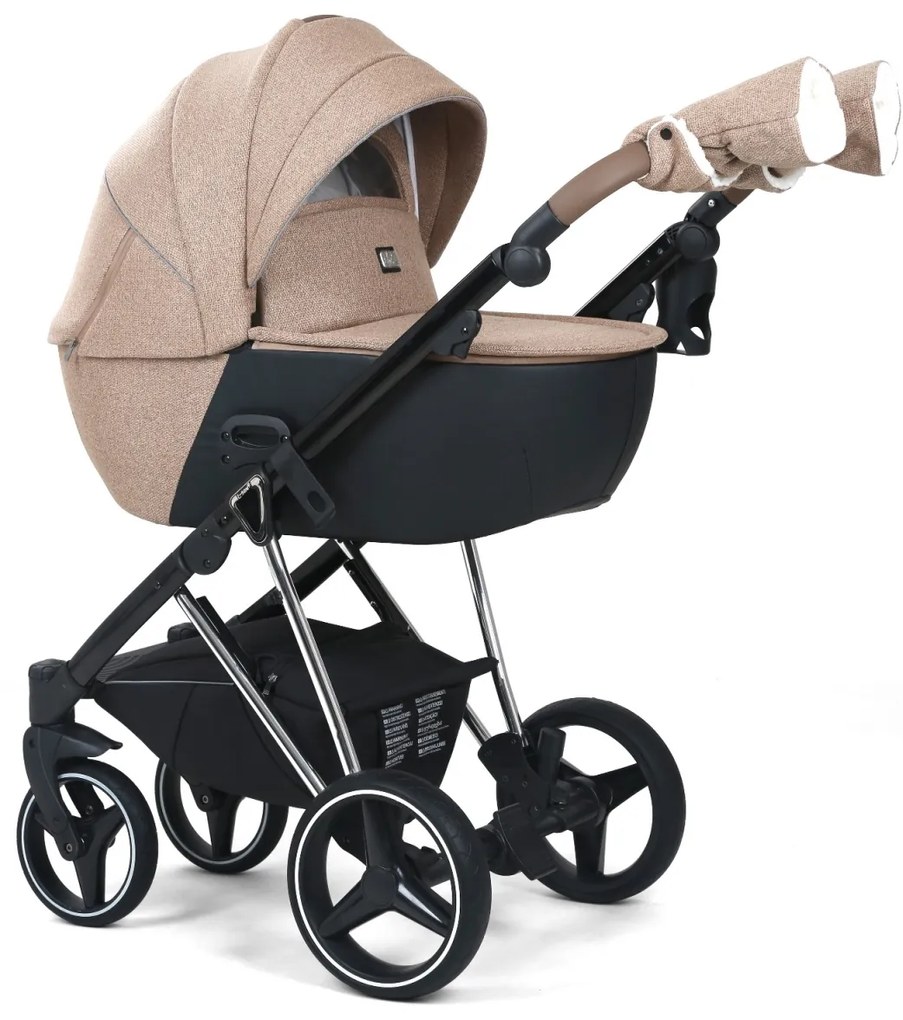 Carucior 3 in 1: Cadru usor din aluminiu, Landou confortabil, Varianta sport ergonomica, Scoica auto - CPC-66-crem