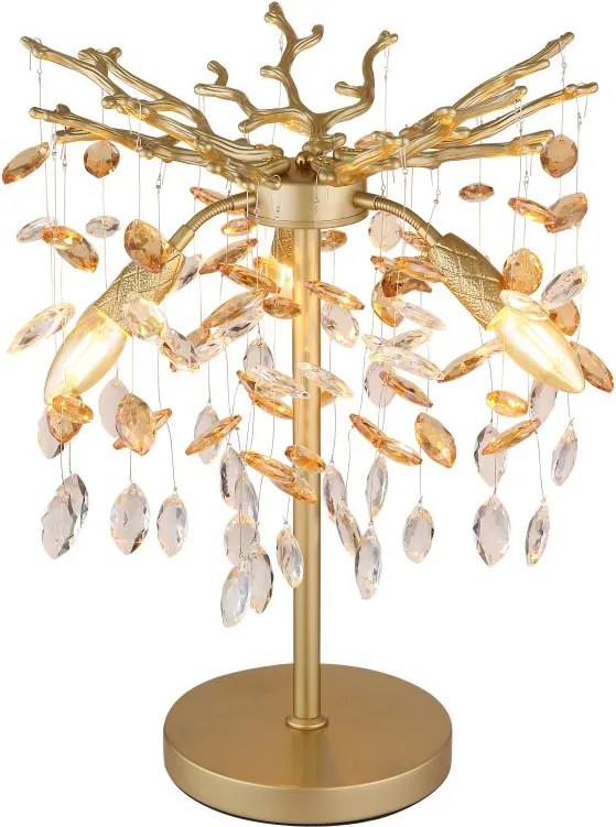 Veioza metal auriu mat, cristale de sticla QUEENA