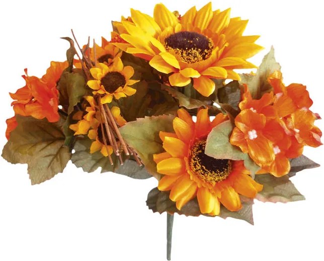 Buchet din flori artificiale - Floarea-soarelui și hortensii