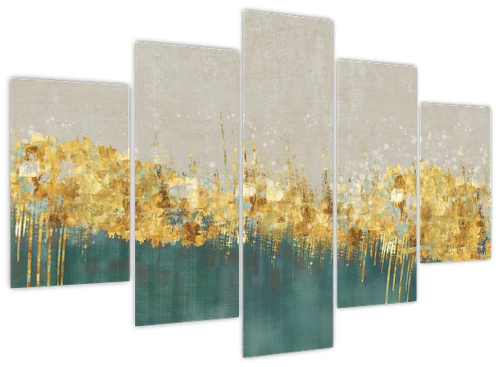 Tablou - Textura cu decor auriu (150x105 cm)