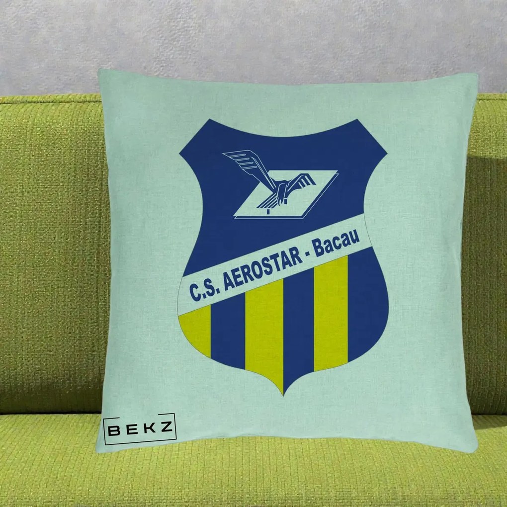 Perna Personalizata CS Aerostar Bacau Fotbal, 40x40 cm, Verde Menta, Husa Detasabila, Perna Inclusa, BEKZ®