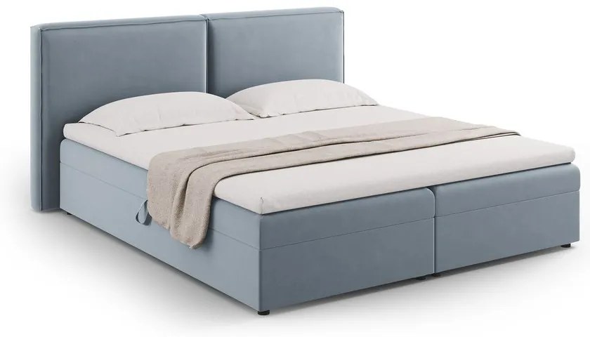 Pat boxspring albastru deschis cu spațiu de depozitare 160x200 cm Arendal – Cosmopolitan Design
