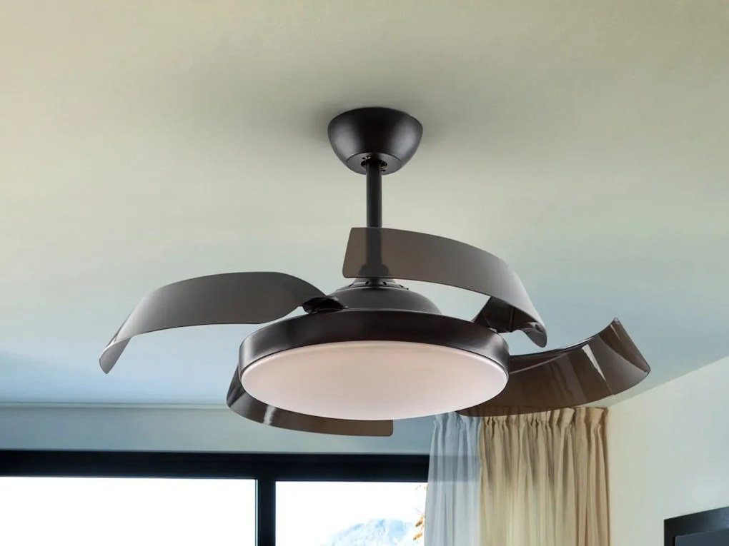 Lustra LED cu Ventilator si telecomanda, lame retractabile Enzo negru