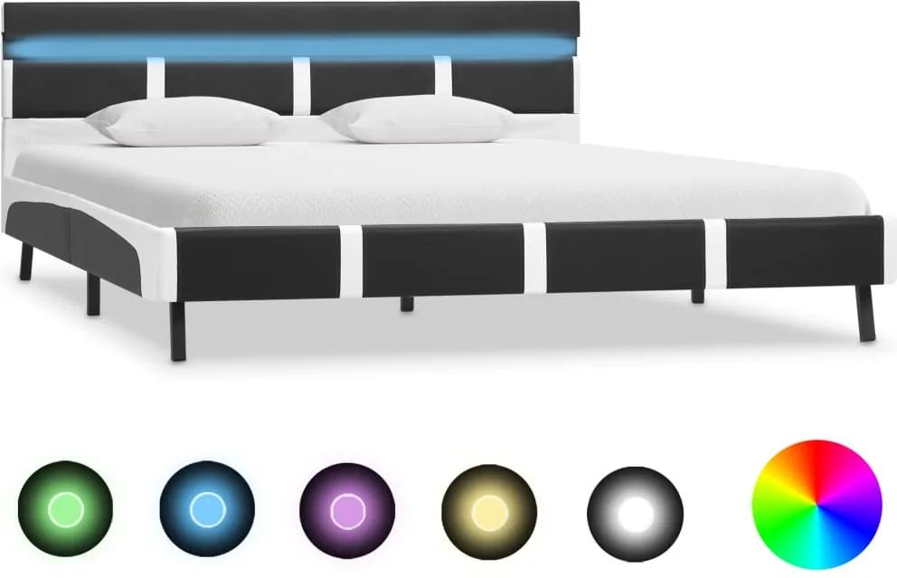 Cadru de pat cu LED, gri, 120 x 200 cm, piele ecologica