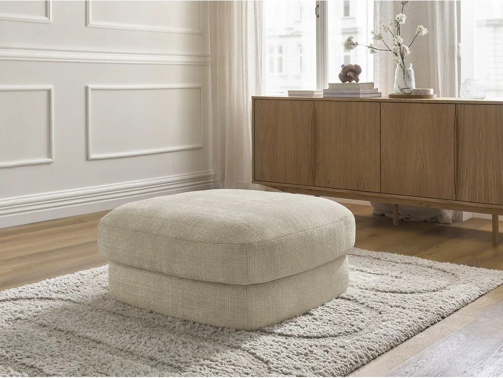 Taburet bej cu tapițerie din chenille Leonore – Bobochic Paris