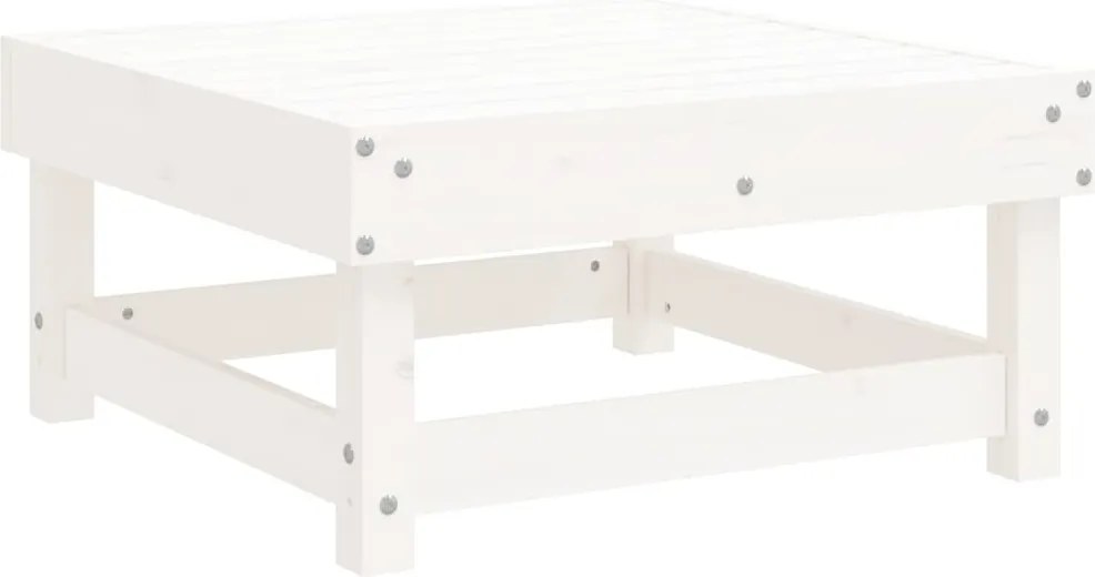 vidaXL Taburet de grădină, alb, lemn masiv de pin