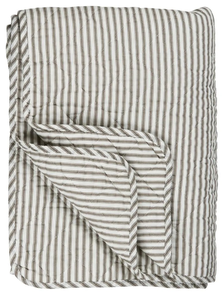 IB Laursen Patura din bumbac Culoare alb-maro, COLOURED STRIPES 180x130 cm