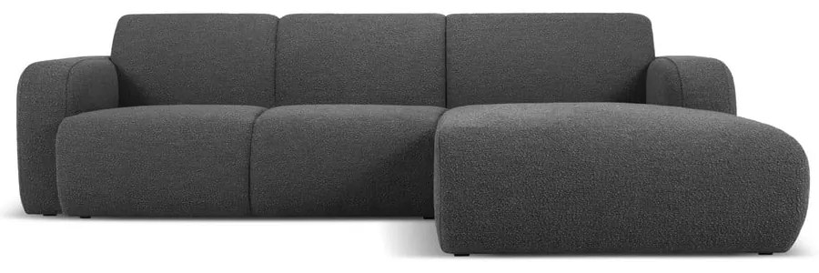 Colțar gri închis cu tapițerie din stofă bouclé (colț dreapta) Molino – Micadoni Home