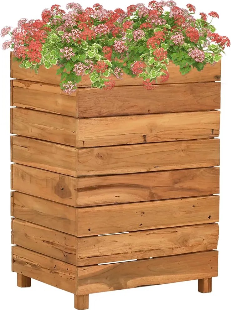 vidaXL Strat înălțat, 50x40x72 cm, lemn de tec reciclat și oțel