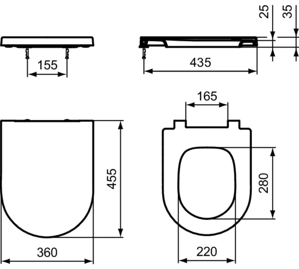 Vas wc suspendat Ideal Standard Blend Curve AquaBlade alb lucios cu capac inclus