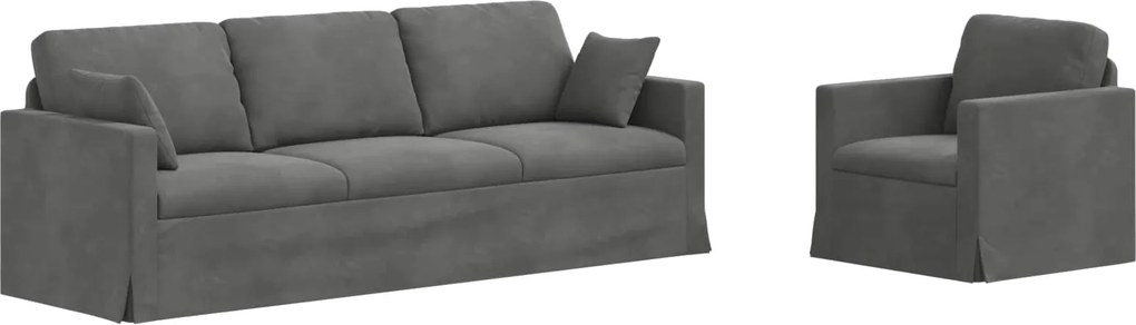 vidaXL Set de canapea 2 pcs Gri închis 228 x 78 x 80 cm Catifea