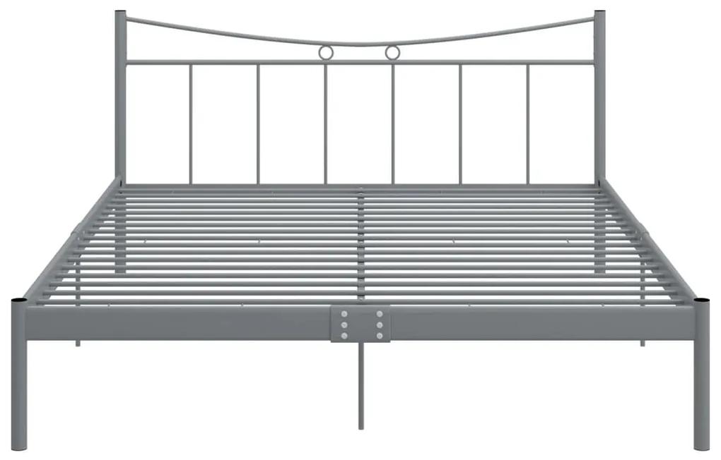 Cadru de pat, gri, 140x200 cm, metal Gri, 140 x 200 cm