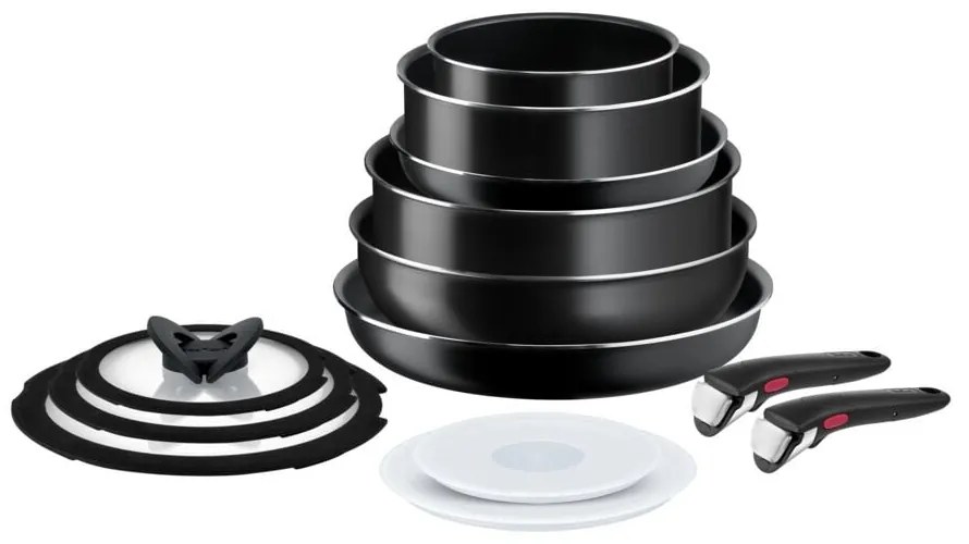 Set de vase pentru gătit 13 buc. din aluminiu INGENIO EASY COOK &amp; CLEAN BLACK L1549023 – Tefal