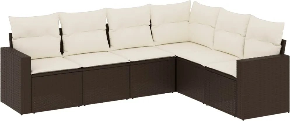 vidaXL Set canapele de grădină cu perne, 6 piese, maro, poliratan