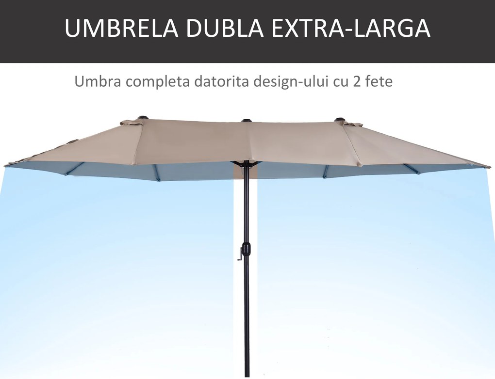 Outsunny umbrele de gradina umbrela dubla 4.6m gradina piscina | Aosom Romania
