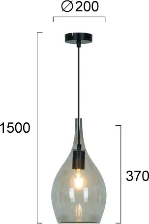 Pendul pe cablu NEXT 1xE27/40W/230V negru fumuriu