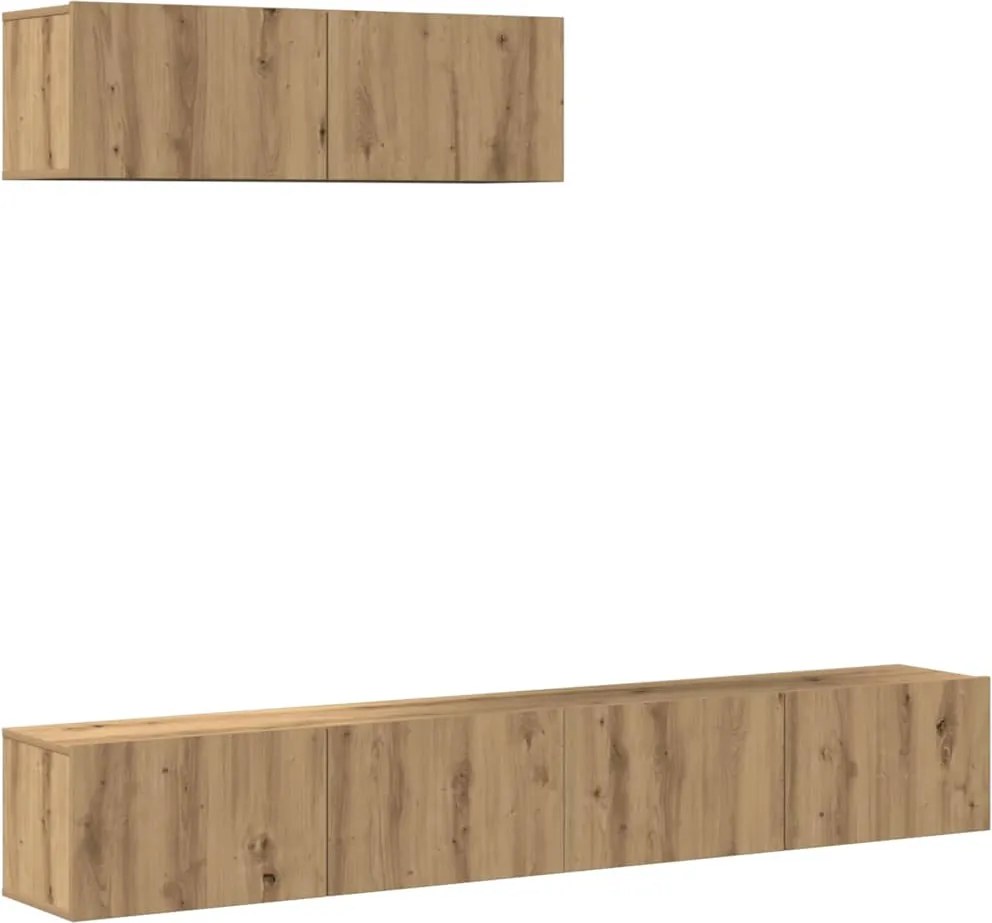 vidaXL Set dulap TV 3 piese montat pe perete Stejar artizanal