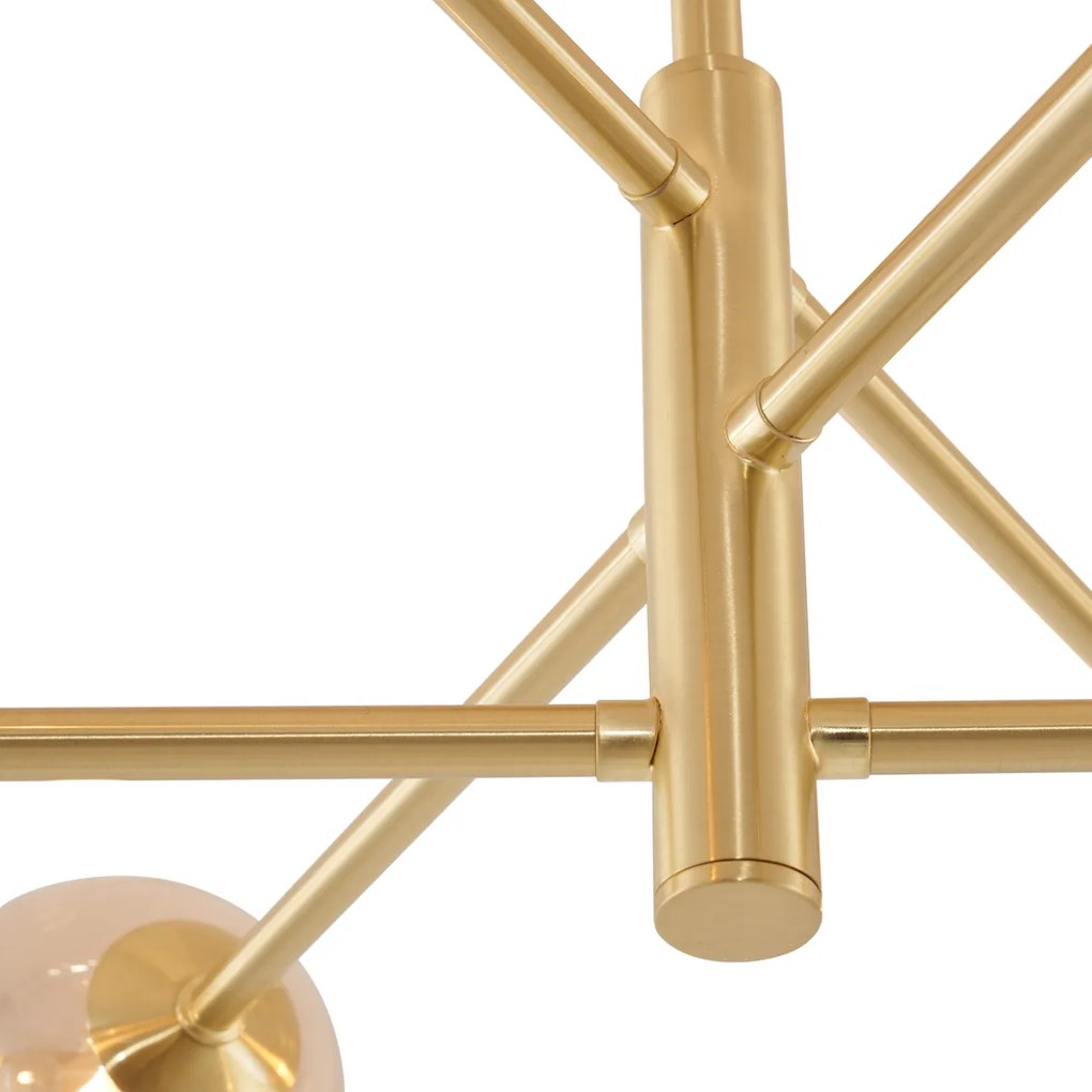 Plafonieră modernă din alamă cu sticlă ambră cu 6 lumini - Ryan