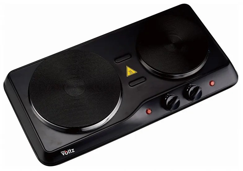 Plita electrica dubla Oliver Voltz OV51445ND, 2500W, 5 trepte, Indicator luminos, Negru