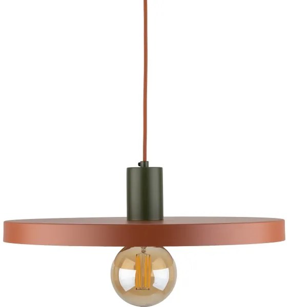 Lustră pe cablu SILA 1xE27/15W/230V d. 40 cm cărămidă/verde