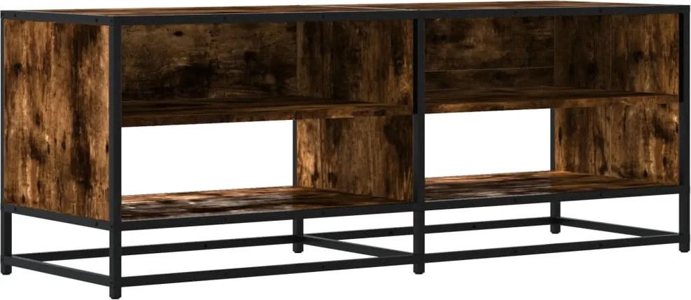 vidaXL Dulap TV stejar fumuriu, 120,5x40x46 cm lemn prelucrat și metal
