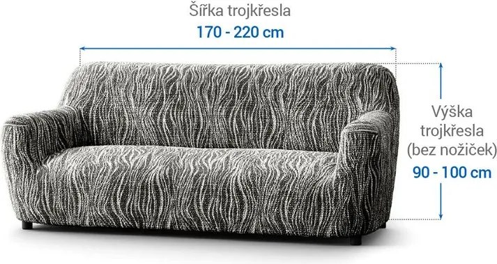 Gaico Huse bielastice UNIVERSO NOU dungi alb-negru fotoliu triplu (l. 170 - 220 cm)