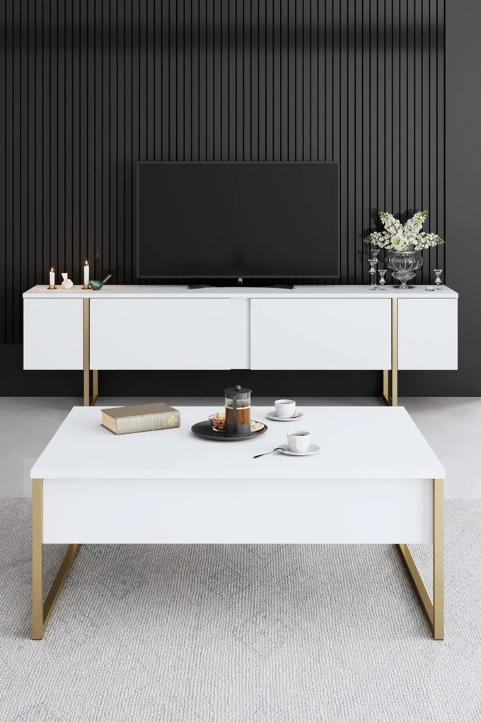 Set mobila sufragerie Luxe Alb 160x35x80 cm
