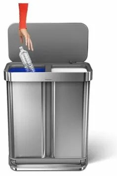 Simplehuman Coș de gunoi cu pedală pentru deșeurisortate 58 l, argintiu