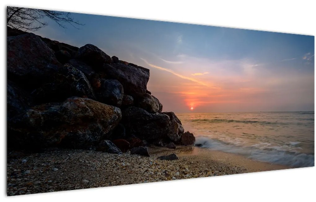 Tablou apusului de soare pe plajă (120x50 cm)