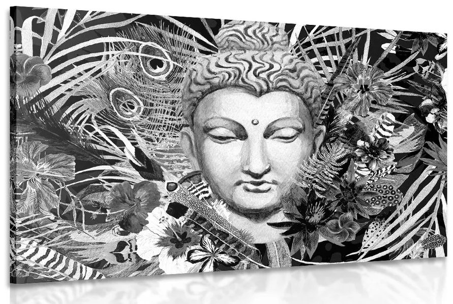 Tablou Budha pe un fundal exotic în design alb-negru