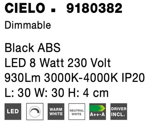 Plafoniera LED dimabila design cer înstelat CIELO negru NVL-9180382