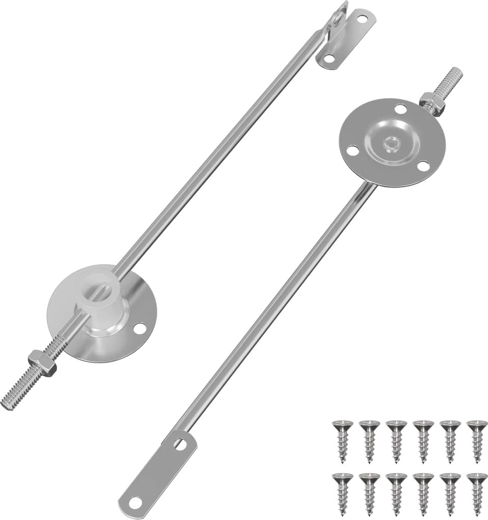 vidaXL Hingă cu suport pentru capac 2 pcs Argintiu 194 x 36 x 18 mm