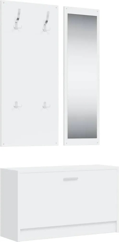 vidaXL Set pantofar 3 în 1, alb, lemn prelucrat