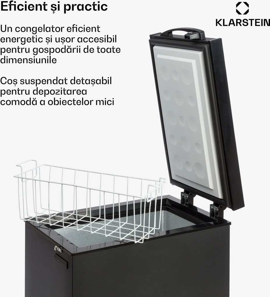 Klarstein Iceblokk 51, ladă frigorifică, de sine stătător, coș de 51 de litri, se poate bloca, clasa energetică F, negru