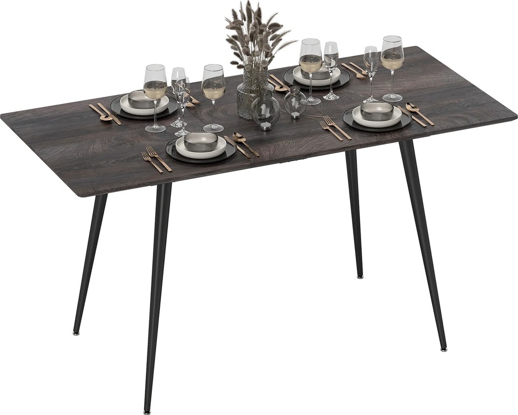 HOMCOM Masă extensibilă, masă extensibilă pentru 6-8 persoane, masă de bucătărie cu picioare solide din oțel | Aosom Romania