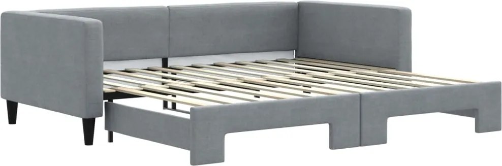 vidaXL Pat de zi cu extensie, gri deschis, 100x200 cm, textil