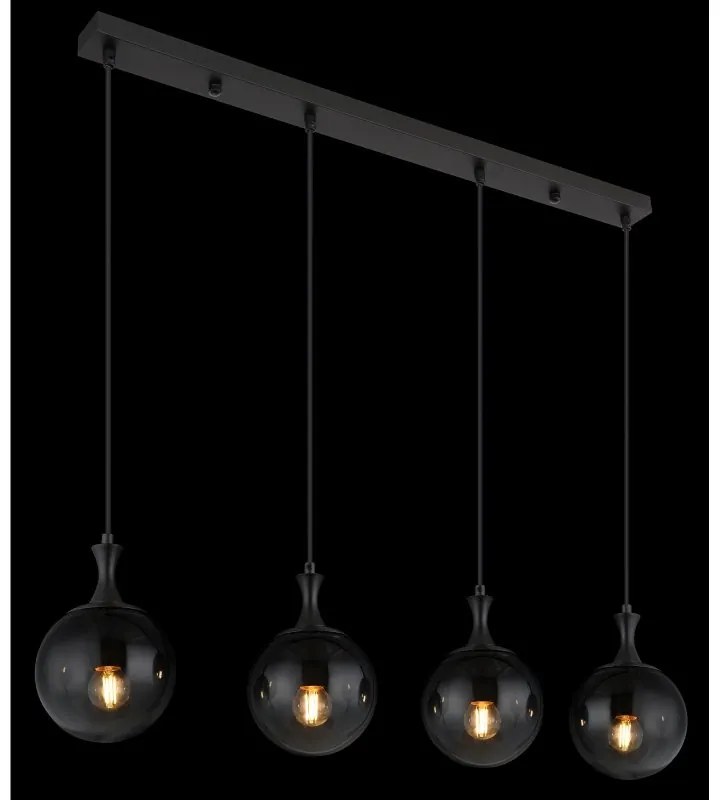 Lustra suspendata design modern DALTON 4L negru/fumuriu