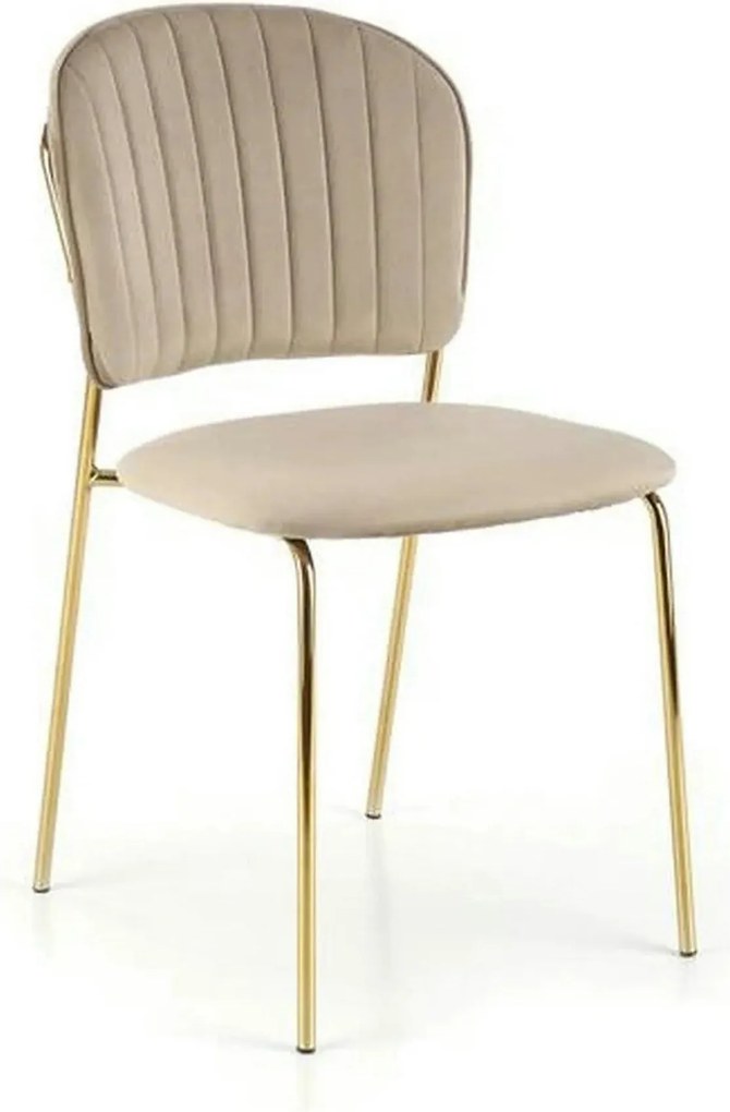 Scaun tapitat K499, bej/auriu, stofa catifelata, 47x56x85 cm