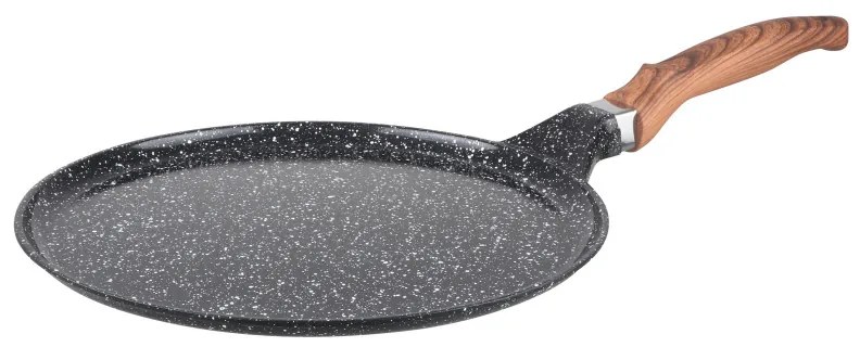 Tigaie pentru clatite/pizza Goldmann GM-1124, 24 cm, Acoperire marmura, Inductie, Negru