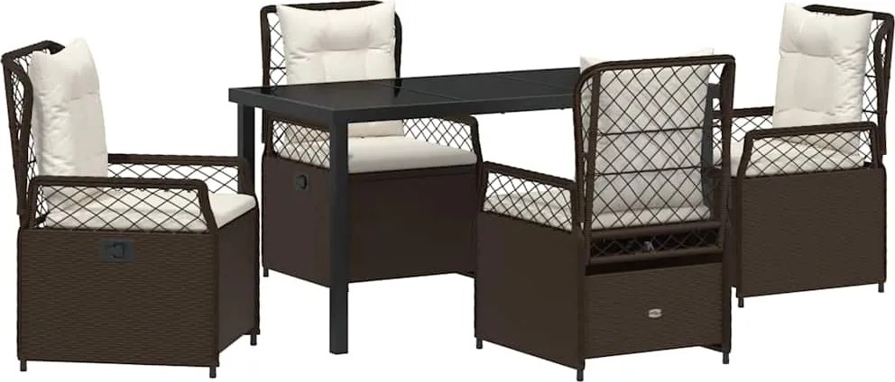 vidaXL Set de masă pentru grădină 5 pcs Maro poliratan