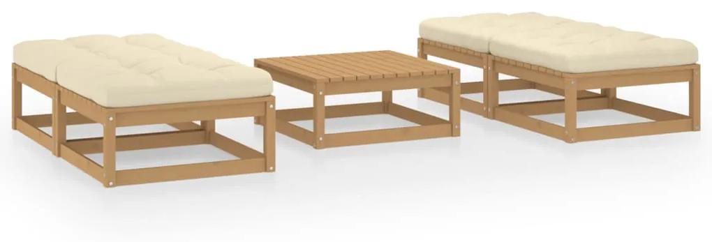 3076292 vidaXL Set mobilier de grădină cu perne, 5 piese, lemn masiv de pin