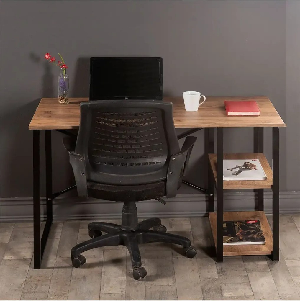 resigilat:Birou cu rafturi metal Colbin Homs, 120x70x60 cm